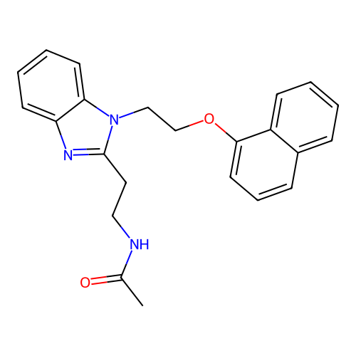 N-[2-[1-(2-naphthalen-1-yloxyethyl)benzimidazol-2-yl]ethyl]acetamide structure