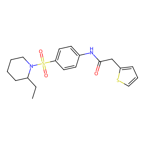 N-{4-[(2-ethylpiperidin-1-yl)sulfonyl]phenyl}-2-(thiophen-2-yl)acetamide structure