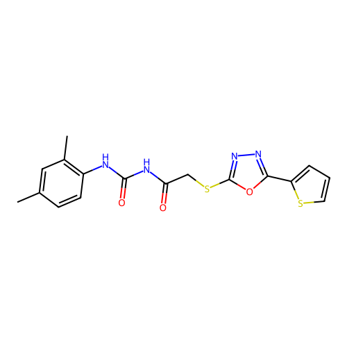 1-(2,4-dimethylphenyl)-3-(2-{[5-(thiophen-2-yl)-1,3,4-oxadiazol-2-yl]sulfanyl}acetyl)urea structure