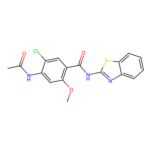 4-acetamido-N-(1,3-benzothiazol-2-yl)-5-chloro-2-methoxybenzamide structure