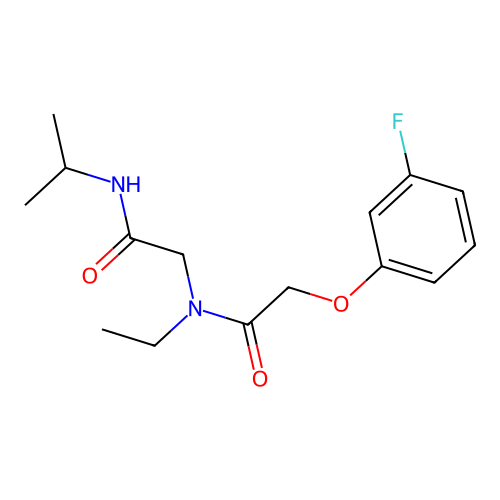 N-ethyl-2-(3-fluorophenoxy)-N-{[(propan-2-yl)carbamoyl]methyl}acetamide structure