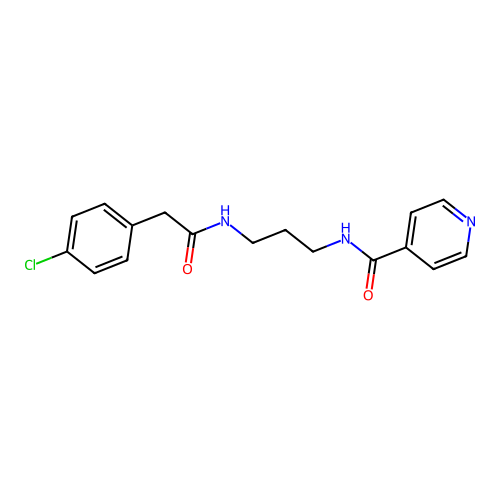 N-(3-{[(4-chlorophenyl)acetyl]amino}propyl)pyridine-4-carboxamide structure
