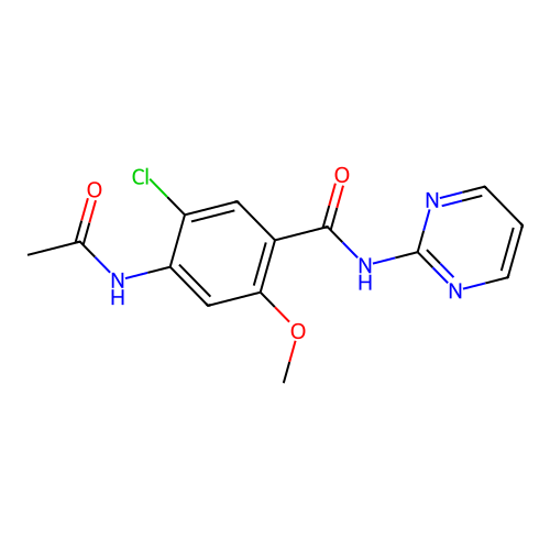4-acetamido-5-chloro-2-methoxy-N-pyrimidin-2-ylbenzamide structure