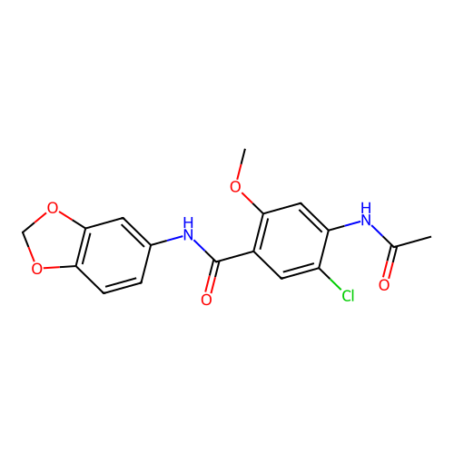 4-acetamido-N-(1,3-benzodioxol-5-yl)-5-chloro-2-methoxybenzamide structure