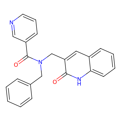 N-benzyl-N-[(2-oxo-1H-quinolin-3-yl)methyl]pyridine-3-carboxamide structure