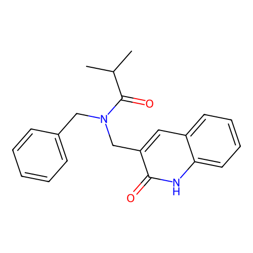 N-benzyl-2-methyl-N-[(2-oxo-1H-quinolin-3-yl)methyl]propanamide structure