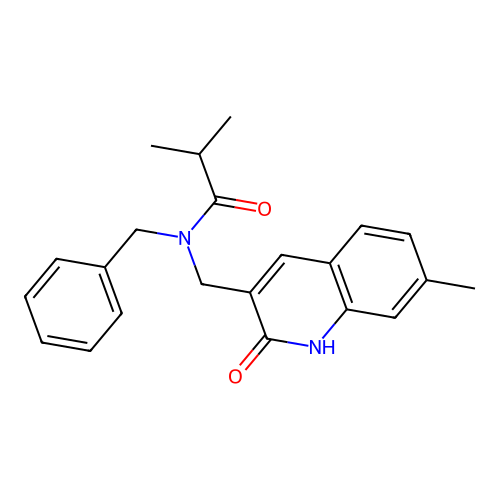 N-benzyl-2-methyl-N-[(7-methyl-2-oxo-1H-quinolin-3-yl)methyl]propanamide structure
