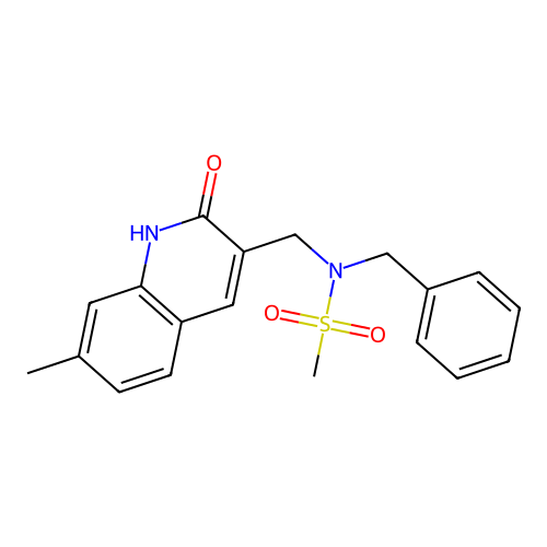 N-benzyl-N-[(7-methyl-2-oxo-1H-quinolin-3-yl)methyl]methanesulfonamide structure