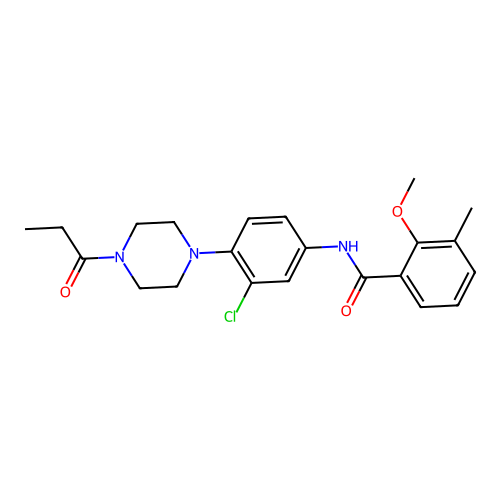 N-[3-chloro-4-(4-propanoylpiperazin-1-yl)phenyl]-2-methoxy-3-methylbenzamide structure