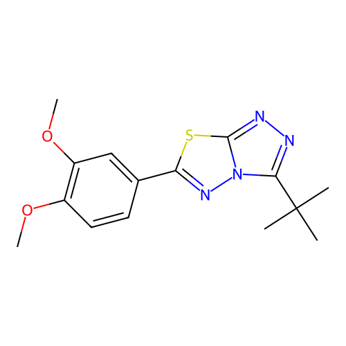 3-Tert-butyl-6-(3,4-dimethoxyphenyl)-[1,2,4]triazolo[3,4-b][1,3,4]thiadiazole structure