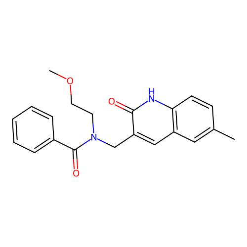 N-((2-hydroxy-6-methylquinolin-3-yl)methyl)-N-(2-methoxyethyl)benzamide structure
