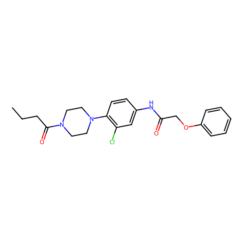 N-[4-(4-butanoylpiperazin-1-yl)-3-chlorophenyl]-2-phenoxyacetamide structure