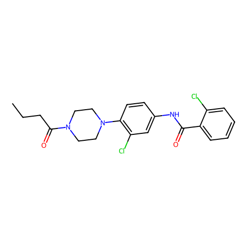 N-[4-(4-butanoylpiperazin-1-yl)-3-chlorophenyl]-2-chlorobenzamide structure