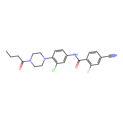 N-[4-(4-butanoylpiperazin-1-yl)-3-chlorophenyl]-4-cyano-2-fluorobenzamide structure
