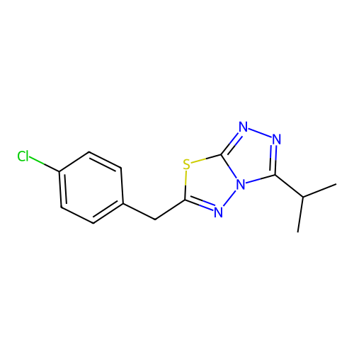 6-(4-Chlorobenzyl)-3-(propan-2-yl)[1,2,4]triazolo[3,4-b][1,3,4]thiadiazole structure