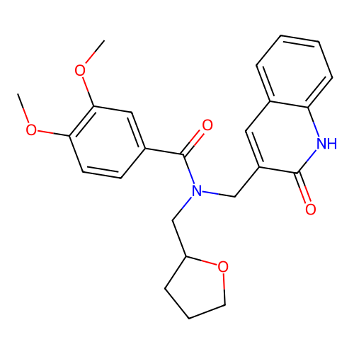 3,4-dimethoxy-N-(oxolan-2-ylmethyl)-N-[(2-oxo-1H-quinolin-3-yl)methyl]benzamide structure