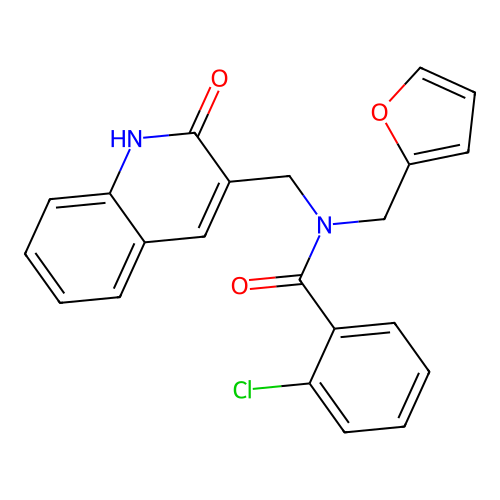 2-chloro-N-(furan-2-ylmethyl)-N-((2-hydroxyquinolin-3-yl)methyl)benzamide structure