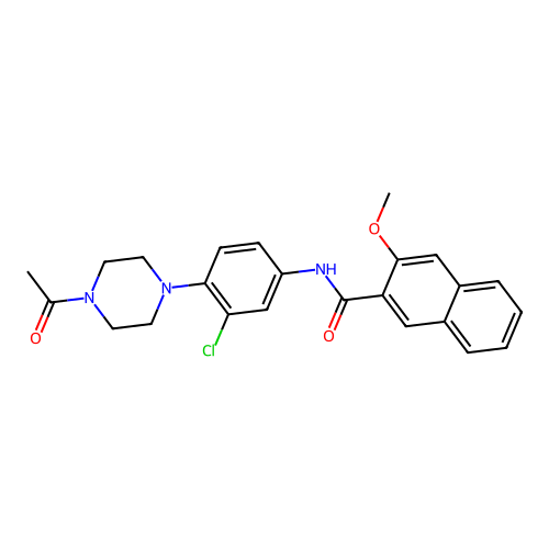 N-[4-(4-acetylpiperazin-1-yl)-3-chlorophenyl]-3-methoxynaphthalene-2-carboxamide structure