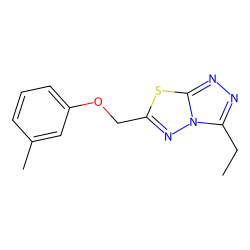 3-Ethyl-6-[(3-methylphenoxy)methyl]-[1,2,4]triazolo[3,4-b][1,3,4]thiadiazole structure