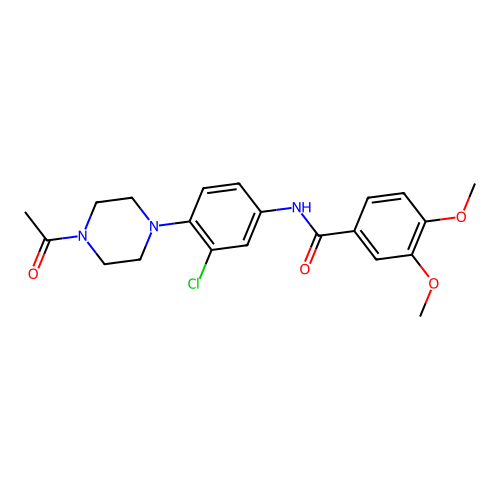 N-[4-(4-acetylpiperazin-1-yl)-3-chlorophenyl]-3,4-dimethoxybenzamide structure
