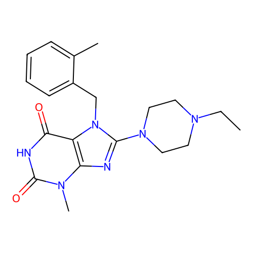8-(4-ethylpiperazin-1-yl)-3-methyl-7-(2-methylbenzyl)-1H-purine-2,6(3H,7H)-dione structure