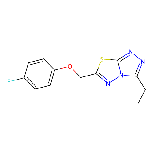 3-Ethyl-6-[(4-fluorophenoxy)methyl][1,2,4]triazolo[3,4-b][1,3,4]thiadiazole structure
