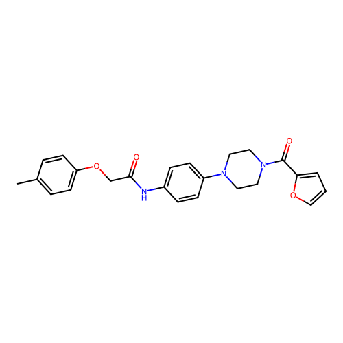 N-[4-[4-(furan-2-carbonyl)piperazin-1-yl]phenyl]-2-(4-methylphenoxy)acetamide structure