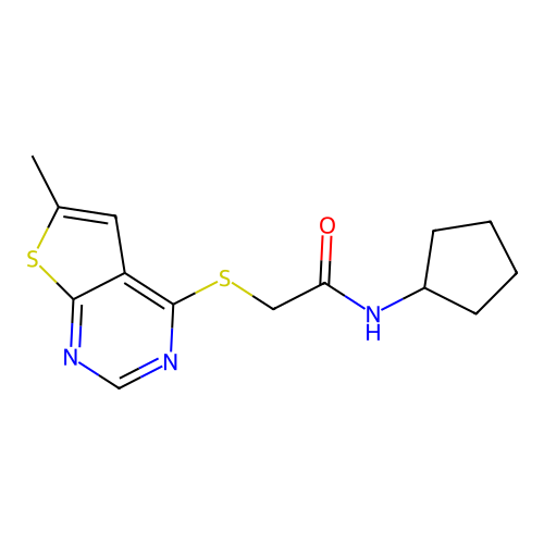N-cyclopentyl-2-(6-methylthieno[2,3-d]pyrimidin-4-yl)sulfanylacetamide structure