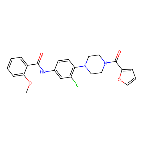 N-{3-chloro-4-[4-(2-furoyl)-1-piperazinyl]phenyl}-2-methoxybenzamide structure