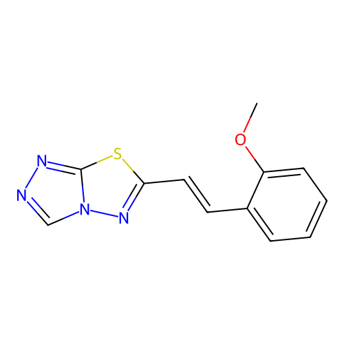 6-[(E)-2-(2-methoxyphenyl)ethenyl]-[1,2,4]triazolo[3,4-b][1,3,4]thiadiazole structure