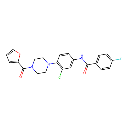 N-[3-chloro-4-[4-(furan-2-carbonyl)piperazin-1-yl]phenyl]-4-fluorobenzamide structure