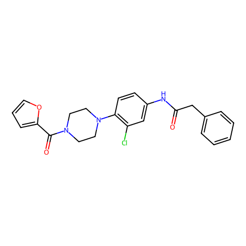 N-[3-chloro-4-[4-(furan-2-carbonyl)piperazin-1-yl]phenyl]-2-phenylacetamide structure