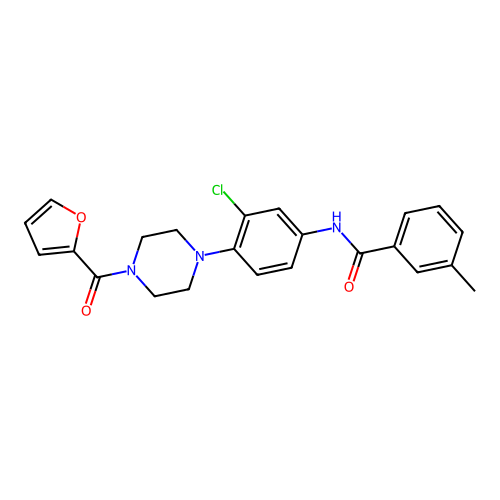 N-[3-chloro-4-[4-(furan-2-carbonyl)piperazin-1-yl]phenyl]-3-methylbenzamide structure