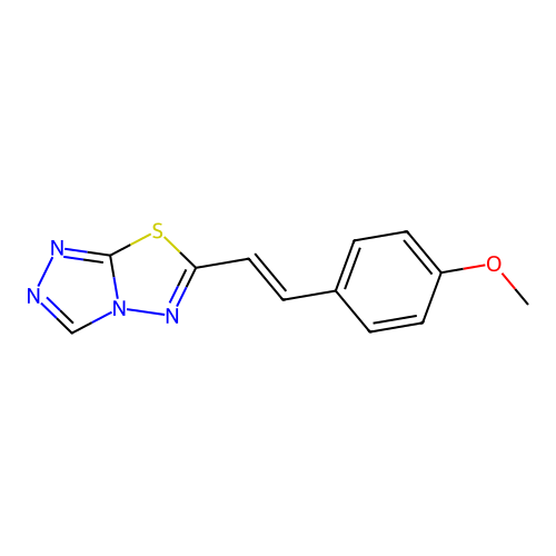 6-[(E)-2-(4-methoxyphenyl)ethenyl]-[1,2,4]triazolo[3,4-b][1,3,4]thiadiazole structure