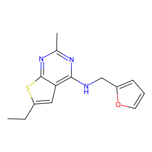 6-ethyl-N-(furan-2-ylmethyl)-2-methylthieno[2,3-d]pyrimidin-4-amine structure