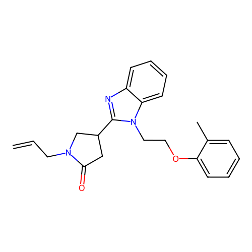 1-allyl-4-(1-(2-(o-tolyloxy)ethyl)-1H-benzo[d]imidazol-2-yl)pyrrolidin-2-one structure