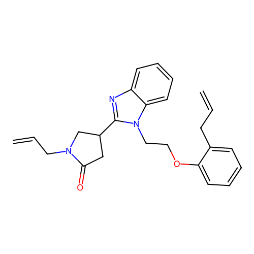 1-allyl-4-(1-(2-(2-allylphenoxy)ethyl)-1H-benzo[d]imidazol-2-yl)pyrrolidin-2-one structure