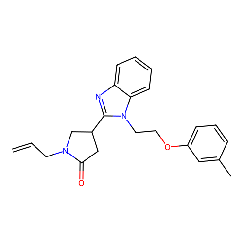 1-allyl-4-(1-(2-(m-tolyloxy)ethyl)-1H-benzo[d]imidazol-2-yl)pyrrolidin-2-one structure