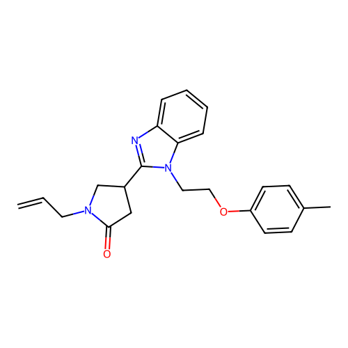 1-allyl-4-(1-(2-(p-tolyloxy)ethyl)-1H-benzo[d]imidazol-2-yl)pyrrolidin-2-one structure