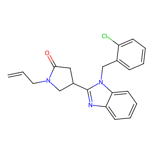 4-{1-[(2-Chlorophenyl)methyl]benzimidazol-2-yl}-1-prop-2-enylpyrrolidin-2-one structure