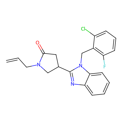 1-allyl-4-(1-(2-chloro-6-fluorobenzyl)-1H-benzo[d]imidazol-2-yl)pyrrolidin-2-one structure