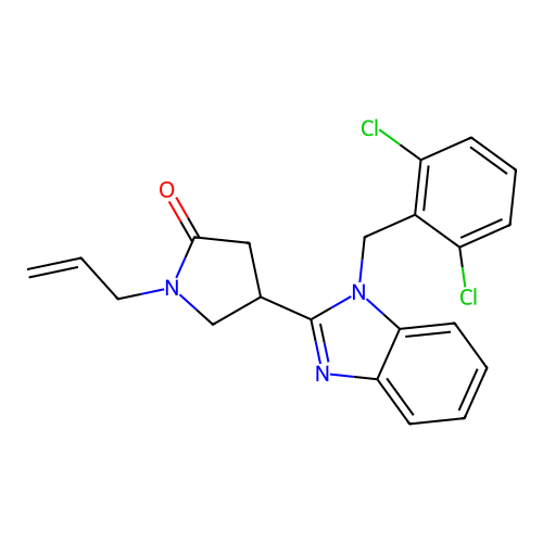 1-allyl-4-(1-(2,6-dichlorobenzyl)-1H-benzo[d]imidazol-2-yl)pyrrolidin-2-one structure