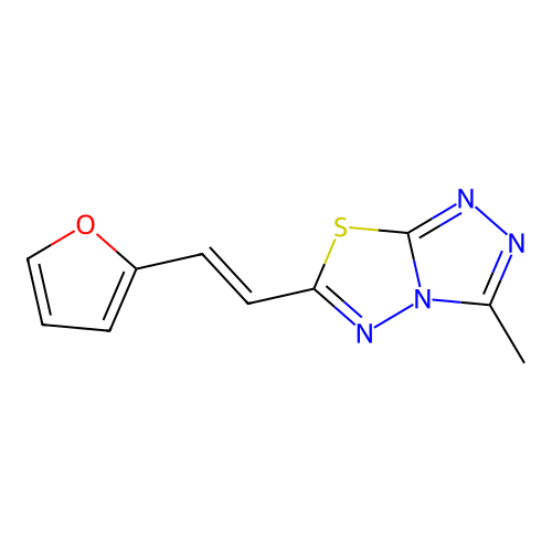 6-[(E)-2-(furan-2-yl)ethenyl]-3-methyl-[1,2,4]triazolo[3,4-b][1,3,4]thiadiazole structure