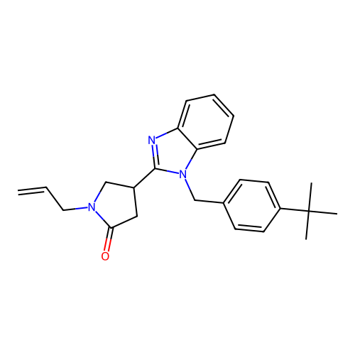 1-allyl-4-(1-(4-(tert-butyl)benzyl)-1H-benzo[d]imidazol-2-yl)pyrrolidin-2-one structure
