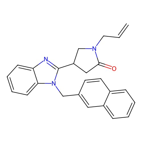 1-allyl-4-(1-(naphthalen-2-ylmethyl)-1H-benzo[d]imidazol-2-yl)pyrrolidin-2-one structure