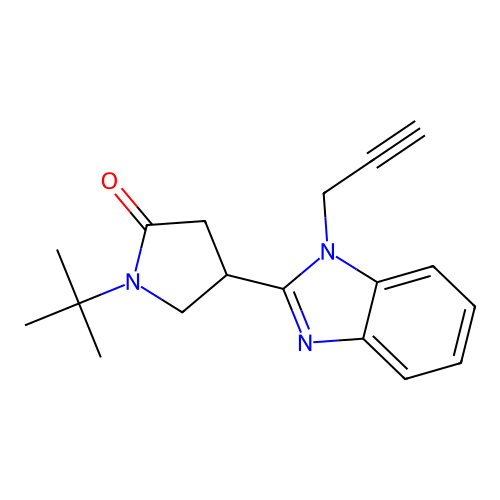 1-Tert-butyl-4-(1-prop-2-ynylbenzimidazol-2-yl)pyrrolidin-2-one structure