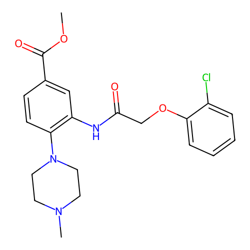Methyl 3-{[(2-chlorophenoxy)acetyl]amino}-4-(4-methyl-1-piperazinyl)benzoate structure