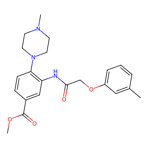 Methyl 3-{[(3-methylphenoxy)acetyl]amino}-4-(4-methyl-1-piperazinyl)benzoate structure