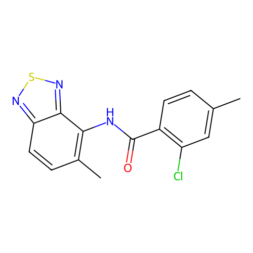 2-chloro-4-methyl-N-(5-methyl-2,1,3-benzothiadiazol-4-yl)benzamide structure