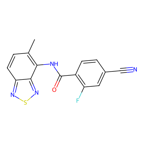 4-cyano-2-fluoro-N-(5-methyl-2,1,3-benzothiadiazol-4-yl)benzamide structure
